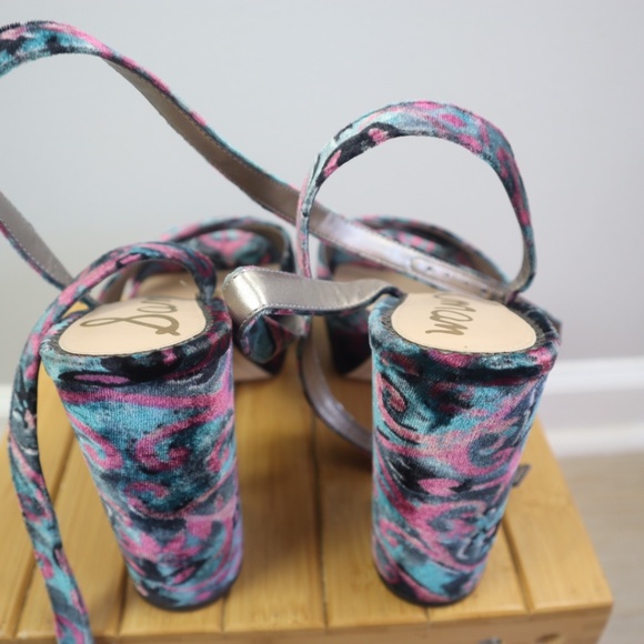 Sam Edelman Velvet Platform Heels – Floral Print – Women’s Size 8.5 - Picture 5 of 5